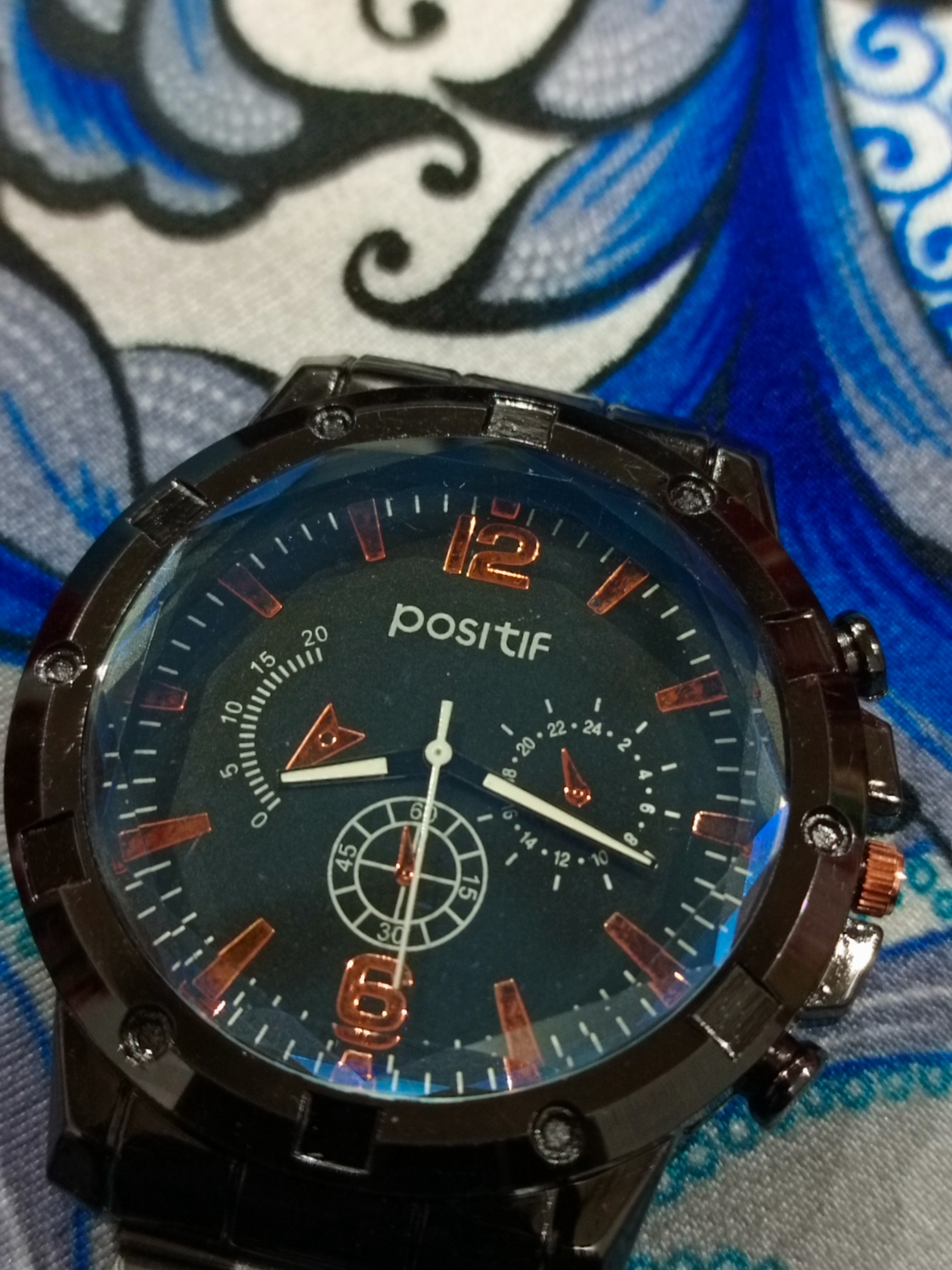 New Stylish Black Positif Casual Men's Watch Stainless Steel