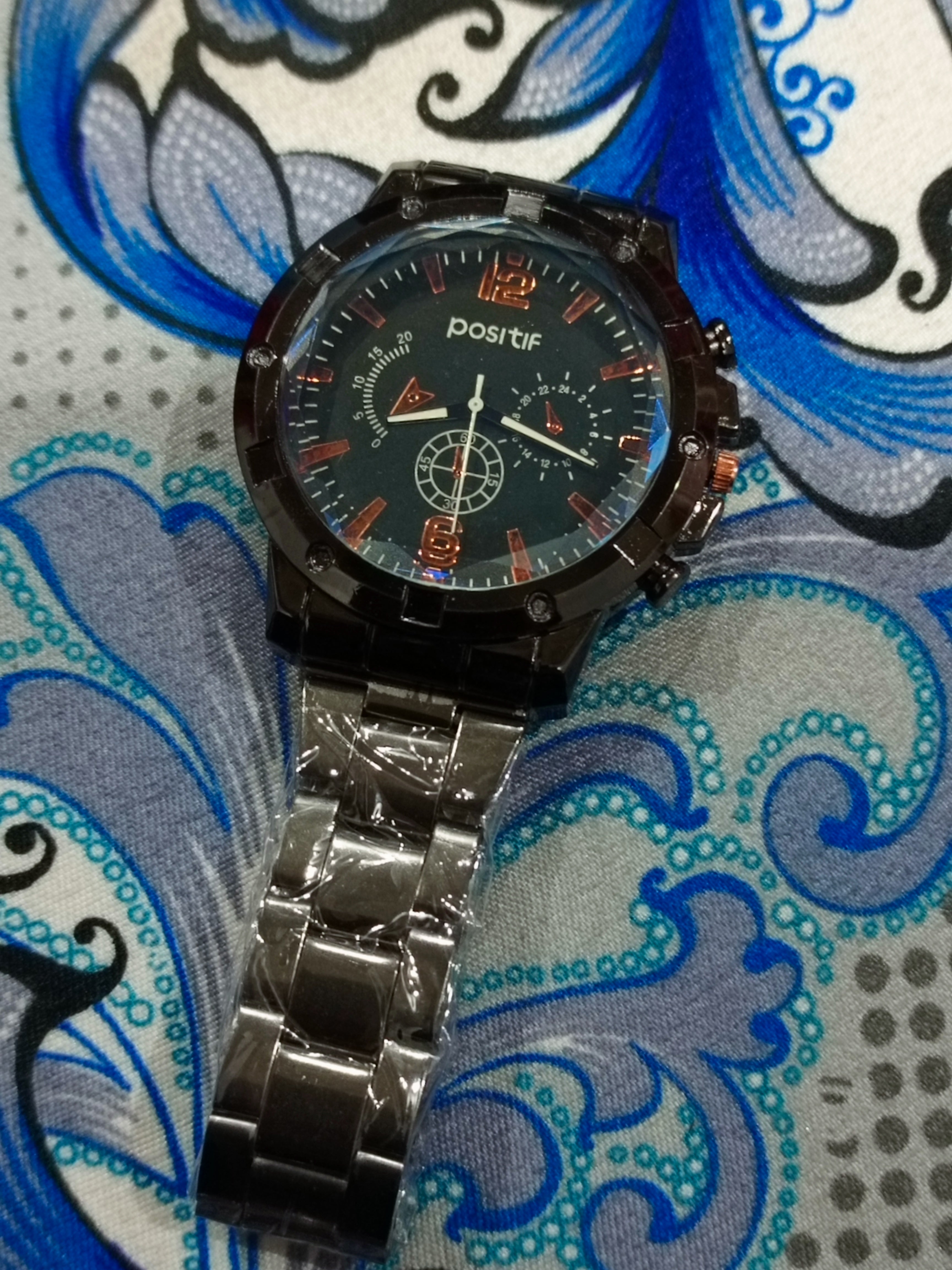 New Stylish Black Positif Casual Men's Watch Stainless Steel