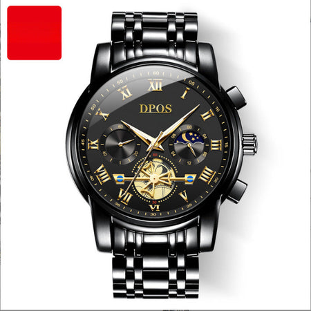 Original Men's Watch Top Luxury Classic Flywheel Design Waterproof Chronograph Moon Phase Quartz Wrist Watch for Men