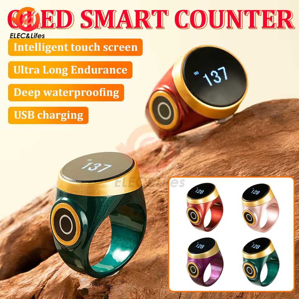 Smart Tasbih Tally Counter Ring for Muslims Zikr eh 5 Prayer Time Reminder Counter Bluetooth For Qibla AppDigital Tasbe
