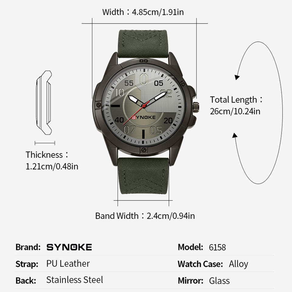 SYNOKE Men Outdoor Sports Quartz Watch Large Screen