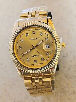 Men's Yolako Presidantial Watch Date Function All Gold Tone